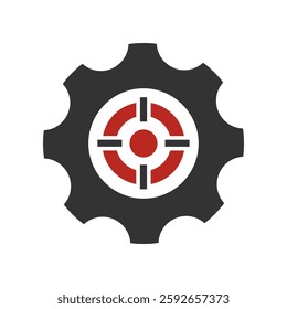 A bold and modern logo featuring a gear with an integrated target, symbolizing precision, mechanics, and industrial focus. Ideal for engineering, technology, security, and manufacturing businesses. 