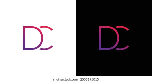 A bold and modern logo featuring the letters DC in a gradient style. The design is set against a split background, creating a striking contrast and visual appeal.