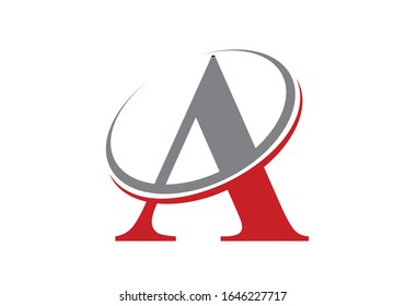 A bold modern logo of Initial Letter A with double swoosh in red and gray color combo