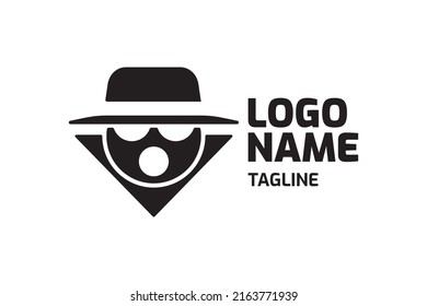 A bold and modern logo of a person's face formed from a roll of film 
Suitable for use in entertainment companies or the film industry.