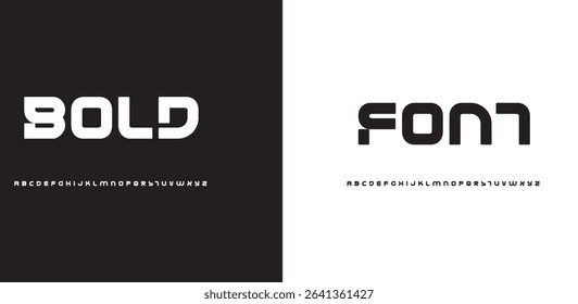 Bold modern minimal logo alphabet font. Typography abstract minimalist round sans serif technology, electronic, movie, creative logos fonts. vector illustration