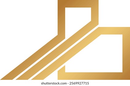 A bold modern minimalist monogram logo featuring the letters "B" in a gold design on a white background. Ideal for branding projects requiring elegance and sophistication.