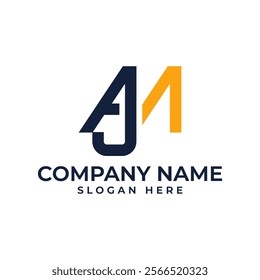 Bold and modern monogram of "A" and "J" with contrasting colors. Interlocked design conveys unity and strength. Suitable for businesses seeking a strong, contemporary, and professional brand identity.