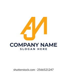 Bold, modern monogram of "A", "J", and "M" with contrasting colors. Interlocked design conveys unity and strength. Suitable for businesses seeking a strong, contemporary, and professional brand