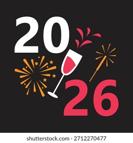 Ein mutiger und moderner Vektor "Frohes Neues Jahr 2026", perfekt für Grußkarten, T-Shirt-Prints, Poster, Partyeinladungen und digitale Feiern. Mit klaren Linien, festlichen Elementen und einem lebendigen feierlichen Gefühl verleiht dieses Design dem Neujahr einen frischen und stilvollen Look. Ideal für Print-on-Demand-, Ferien-Merch- und Pinterest-Inspirationsboards.