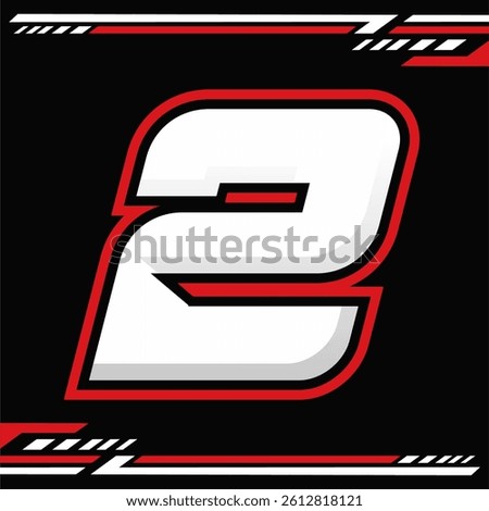 A bold and modern number 2 in a sleek blue gradient racing font. Perfect for motorsport branding, car wraps, digital racing games, and energetic sports themes.