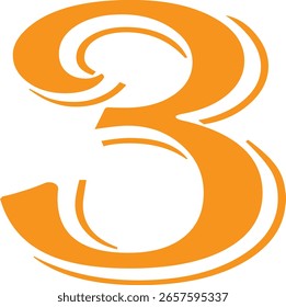 Negrito e moderno número 3 ilustração vetorial para a educação ou design.