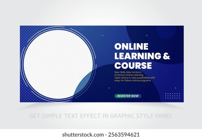 Bold and modern online learning banner template, great for course promotions and digital ads.