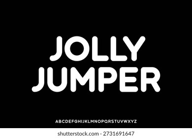 Bold modern rounded sans serif alphabet display font vector illustration. Jolly jumper typeface