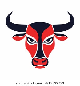 A bold and modern stylized bull head logo featuring sharp lines and vibrant colors, ideal for branding and corporate identity.
