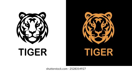 A bold and modern tiger head logo with a clean, minimalist style. Perfect for branding, sports teams, or wildlife-related designs. Sharp lines and strong expression convey power and grace