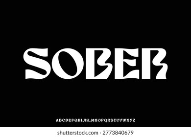 Bold modern trendy psychedelic alphabet display font vector illustration 