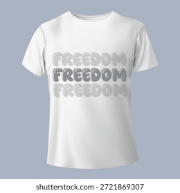A bold and modern vector typography t-shirt design featuring the word " FREEDOM."