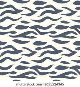 Bold and modern zebra print pattern features wavy lines in shades of gray on a light beige background. Ideal for textiles, wallpapers, and graphic designs, showcasing elegance.