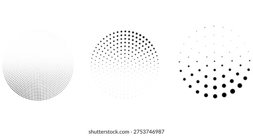 Bold monochrome halftone background of black circular dots forming a radial gradient, centered text FUTURISTIC HALFTONE, modern abstract design with high contrast for digital, data, soundwave visual