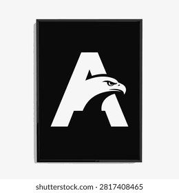 Bold monochrome initial A merged with a hawk profile icon.