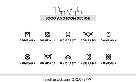 Paquete de diseño de logotipo monocromo en negrita
