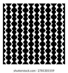 A bold monochrome seamless pattern featuring interlocking abstract geometric shapes. This high-contrast black and white design is suitable for modern textile prints, artistic backgrounds, and minimalist wallpaper textures.