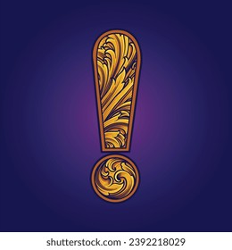 Bold monogram exclamation mark vintage floral engraved vector illustrations for your work logo, merchandise t-shirt, stickers and label designs, poster, greeting cards advertising business company 