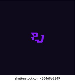 with bold monogram style cool and sporty design PJ techno sport logo letter