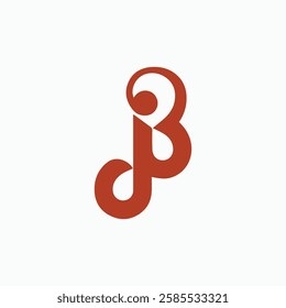 Bold monogram with stylized curves forming a unique letter J and B shape, ideal for modern branding or design, balancing simplicity and elegance.