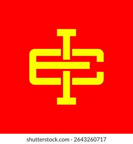 Bold IE Monogram Symbol in Yellow on Red Background – Modern Abstract Logo Design