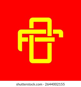 Bold OF Monogram Symbol in Yellow on Red Background – Modern Abstract Logo Design