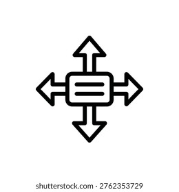 A bold monoline auto-scaling architecture node symbolizing elastic computing and flexible infrastructure