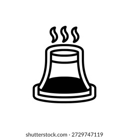 Una estructura de chimenea cónica monolínea audaz que emite tres líneas onduladas gruesas con trazos gruesos.