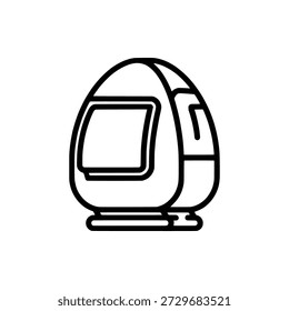 Un atrevido icono de cabina de cabina monoline del pasajero que presenta la cabina desprendida en forma de huevo de un taxi volador sin los rotores.
