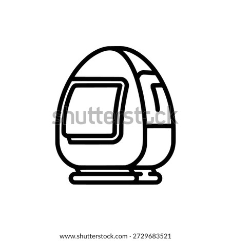 A bold monoline passenger pod cabin icon featuring the detached egg-shaped cabin of a flying taxi without the rotors.
