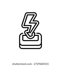 Ein kräftiges Monoline-Schnellladedornsymbol mit einem stilisierten elektrischen Bolzensymbol, das mit einer bodengestützten Dockingstation verschmilzt.