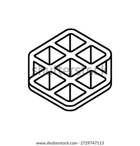 A bold monoline simple 3x3 grid viewed from a slight perspective angle featuring chunky strokes.