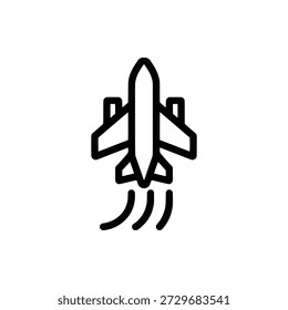 Un ícono de movimiento de ascenso de Vertical monolínea audaz con una silueta de la aeronave apuntando hacia arriba con líneas de movimiento o una flecha que indica la elevación directa de la Vertical.