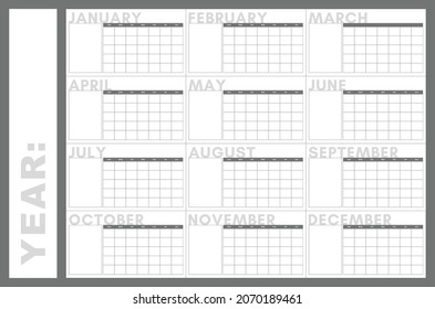 Minimal Monthly Calendar Without Dates Stock Vector (Royalty Free ...