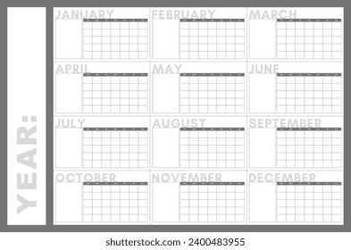 Bold Monthly Calendar Without Dates