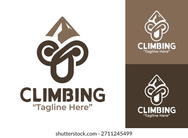 A bold mountain climbing logo representing strength and outdoor exploration, ideal for adventure brands and climbing communities.