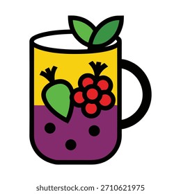 a bold mug decorated with grape watermelon