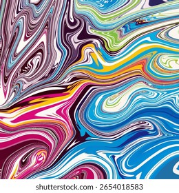 Trabalho artístico abstrato multicolor arrojado com energia e movimento. Um design caótico, mas bonito, com linhas vívidas e contraste dinâmico, perfeito para impacto visual.