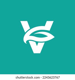 bold natural logo women letter V