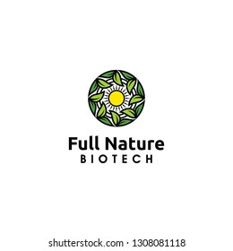 kühne Naturkreissonne und Logo für Biotechnologie-Unternehmen