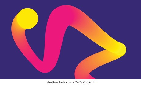 Bold neon curve with yellow accent on dark purple background. Eye-catching digital art for creative content and design projects.