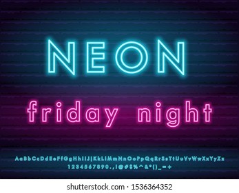 bold neon font. numerals and letters