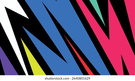 Bold neon-inspired background with jagged lines in pink, blue, aqua, and yellow. Ideal for vibrant digital projects, urban art, and youthful visual themes.