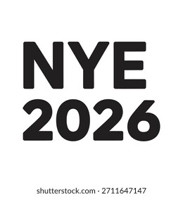 A bold New Year’s Eve 2026 text design symbolizing celebration, excitement, gathering moments, and the festive atmosphere associated with welcoming the start of a brand-new year.