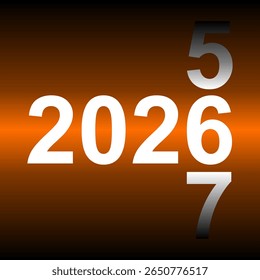 Bold New Year 2026 design featuring white digits on an orange to black gradient background. Ideal for festive banners, holiday promos, and celebration graphics