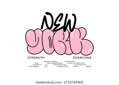 Bold New York Bubble Lettering Graphic Streetwear Apparel Design