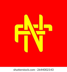 Bold NF Monogram Symbol in Yellow on Red Background – Modern Abstract Logo Design