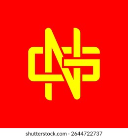 Símbolo de monograma NG en negrita en amarillo sobre fondo rojo – Diseño de logotipo Abstractas moderno