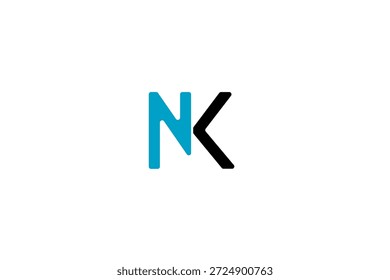 Design de logotipo NK arrojado com iniciais elegantes, simetria abstrata e composição de marca minimalista moderna